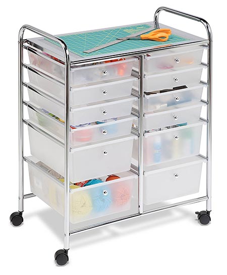 4. Honey-Can-Do Rolling Storage Cart and Organizer with 12 Plastic Drawers