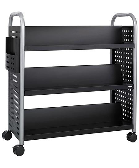 2 Safco Products 5335BL Scoot Double-Sided Book Cart, 6 Shelf, Black