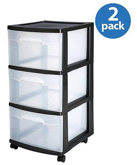 6. Sterilite 3-Drawer Medium Cart, Set of 2