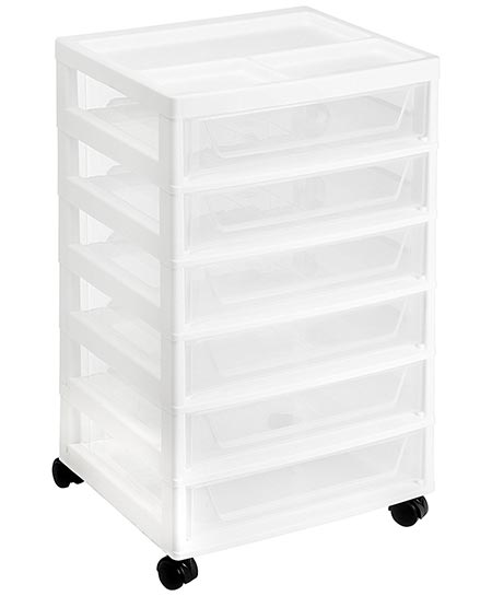 3. IRIS 6-Drawer Scrapbook Cart with Organizer Top, White