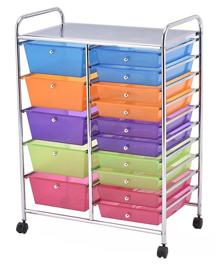 2. Giantex 15 Drawer Rolling Storage Cart Tools Scrapbook Paper Office School Organizer (15 Drawer)