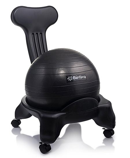 10 Exercise Ball Chair - For Home and Office Includes Free Pump and Wheels That Lock