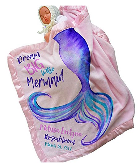 7 Personalized Mermaid Tail Baby Blanket (30 x 40