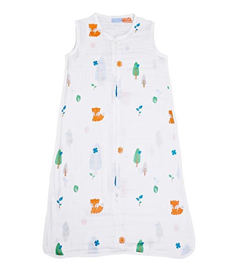 8 1st Laugh 100% Cotton Muslin Baby Sleeping Sack Bag, Forest L, for Boy and Girl