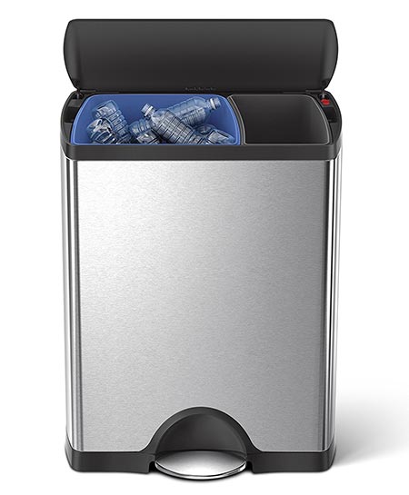 4. simplehuman Rectangular Kitchen Trash Can Recycler