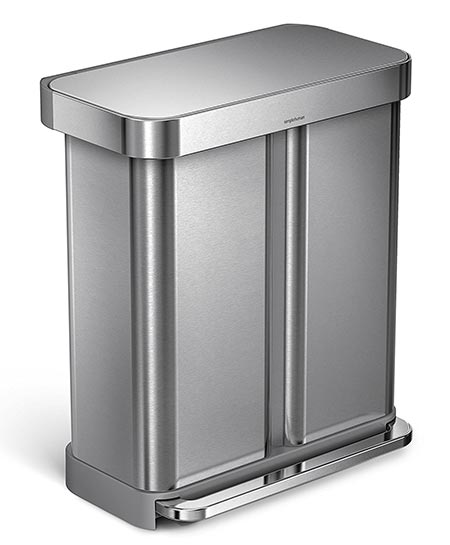 3. simplehuman 58 Liter/15.3 Gallon Stainless Steel Trash Can