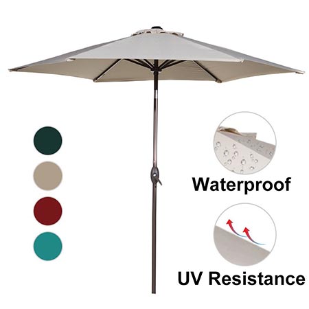 3 Abba Patio Outdoor Patio Umbrella 9-Feet Aluminum Market Table Umbrella with Push Button Tilt and Crank, Beige