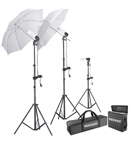 2 Neewer 600W 5500K Photo Studio Day-Light Umbrella Continuous Lighting Kit 