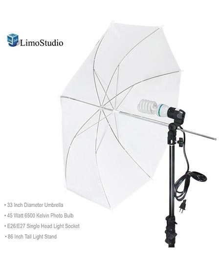 6 LimoStudio Photography White Photo Umbrella Light Lighting Kit, AGG1754