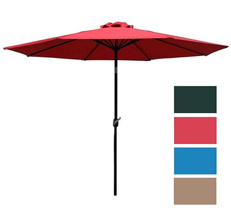 6 Sunnyglade 9' Patio Umbrella Outdoor Table Umbrella with 8 Sturdy Ribs (Red)