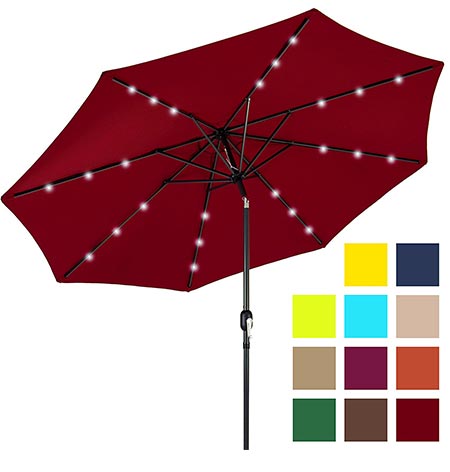 1 Best Choice Products 10ft Deluxe Patio Umbrella w/ Solar LED Lights, Tilt Adjustment