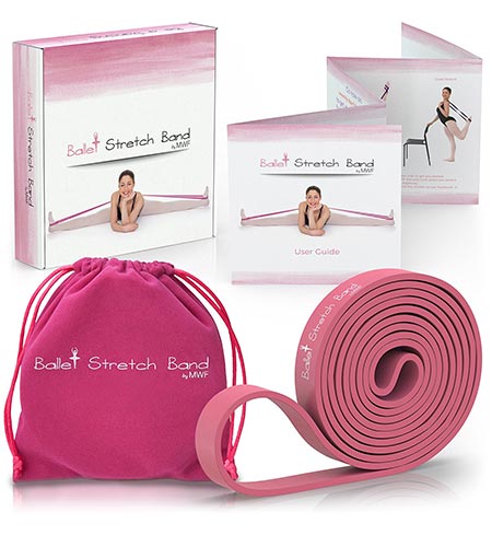 8. Ballet Stretch Band by MWF - Perfect for Ballet, Dance, Gymnastics and Ice Skating - Premium Gift Box, Velvet Bag and Guide Included