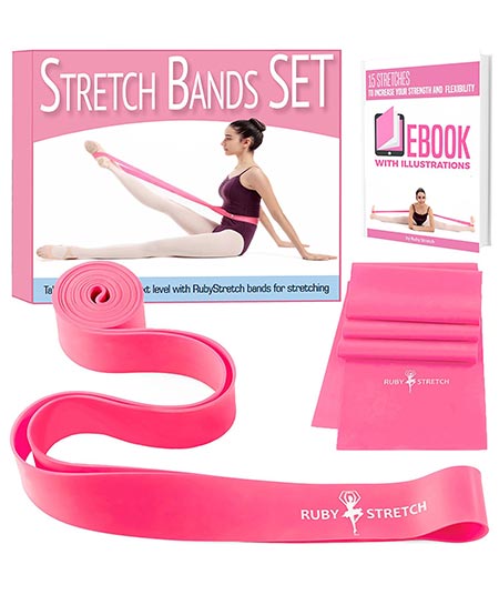 2. RubyStretch Set of 2 Stretch Bands for Exercise for Kids & Adults + Gift Box - Stretching Bands for Ballet, Dance, Gymnastics and Flexibility