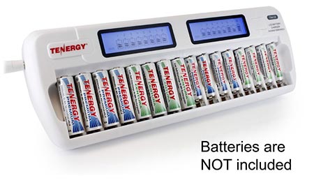 4. Tenergy TN438 16 Bay smart charger with LCD and built-in IC Protection