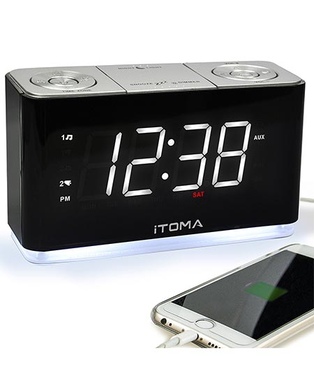 7. iTOMA Alarm Clock Radio, Digital FM Radio, Dual Alarm 