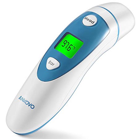 1. Ankovo Thermometer for Fever Digital Medical Infrared forehead and ear thermometer