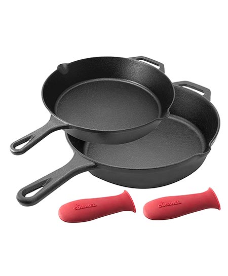 8. Pre-Seasoned Cast Iron Skillet 2-Piece Set (10-Inch and 12-Inch) Oven Safe Cookware
