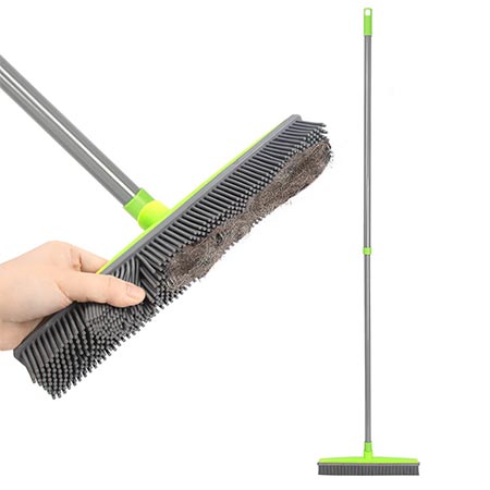 1. Push Broom Extra Long Handle Rubber Bristles Sweeper Squeegee