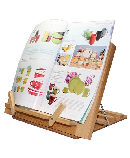 7. Bamboo Book Stand with Page Paper Clips