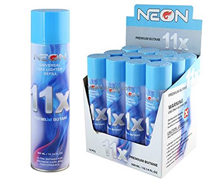 7. 12 Cans of Neon 11x Ultra Refined Butane Fuel Lighter Refill Gas