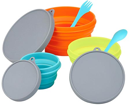 8. LevelOne Collapsible Silicone Camping 3PC Bowl Set