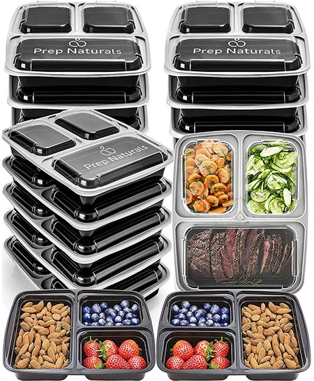 3. Prep Naturals Meal Prep Containers 3 Compartment