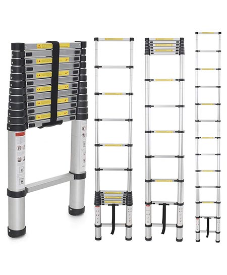 6. Yesker 12.5ft Telescoping Ladder Aluminum Telescopic Extension