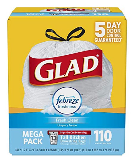 1. Glad OdorShield Tall Kitchen Trash Bags