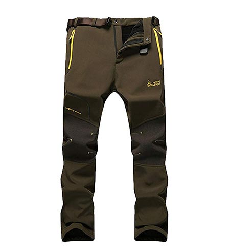 5. MorryOddy Men's Softshell Fleece Snow Pants