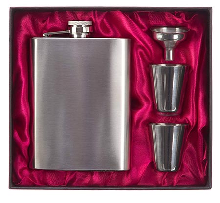 8. Hip Flask Set Silver 100% Stainless Steel