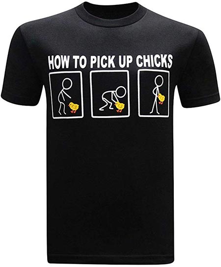 3. Tees Geek T Shirts Funny How to Pick Up Chicks Men's T-Shirt