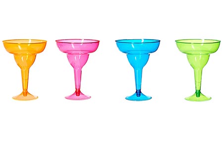 3. Assorted Color Plastic Margarita Glasses