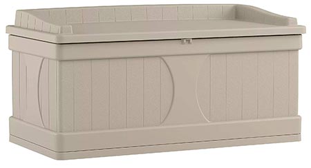 1. Suncast 99 Gallon Patio Storage Box - Large Water Resistant Outdoor Storage Container for Patio Furniture