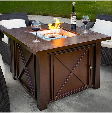 6. XtremepowerUS Premium Outdoor Patio Heaters LPG Propane Fire Pit Table Adjustable Flame Hammered Bronze Steel Finish