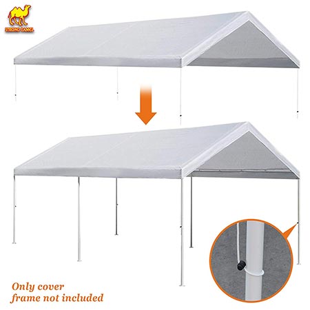 9. Strong Camel 10'x20' Carport Replacement Canopy Cover for Tent Top Garage Shelter Cover w Ball Bungees (Only Cover, Frame is not Included)