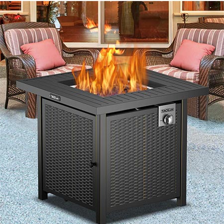 4. TACKLIFE Propane Fire Pit Table, 28 inches