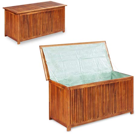 3. Festnight Storage Bench Acacia Wood Garden Deck Box