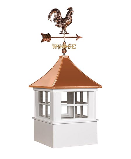 4. East Coast Weathervanes and Cupolas Vinyl Deerfield Cupola With Rooster Weathervane (vinyl, 21 in square x 49 in tall)