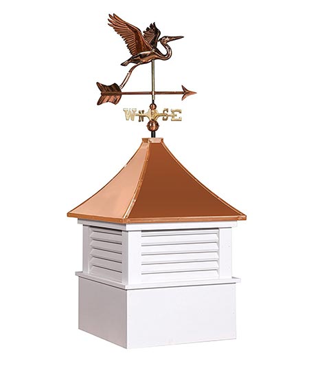 3. East Coast Weathervanes and Cupolas Vinyl Attleboro Cupola With Heron Weathervane (vinyl, 21 in square x 49 in tall)