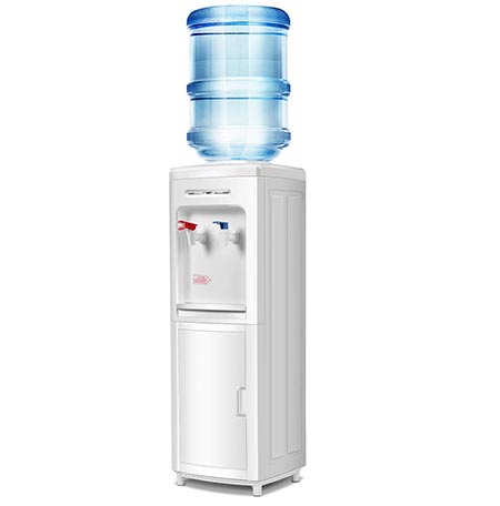 2. Giantex Top Loading Water Cooler Dispenser 5 Gallon Normal Temperature Water And Hot Bottle Load Electric Primo Home with Storage Cabinet, White