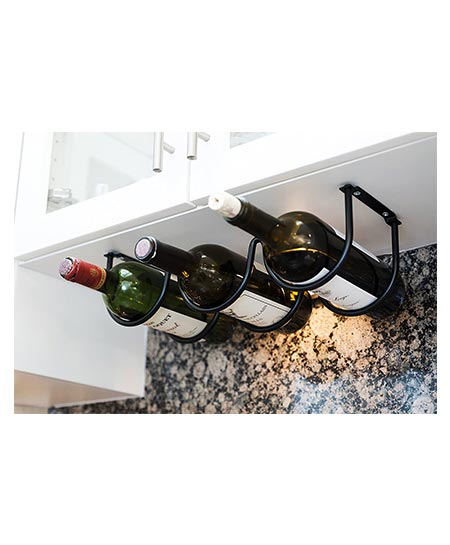 8. Wallniture Under Cabinet Durable Iron Wine Storage Rack for 6 Liquor Bottles Black