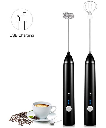 7 Handled USB rechargeable foam maker electric frother.