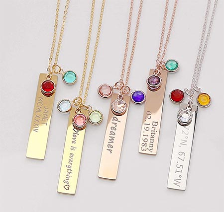 4-Birthstone Family Tree Gold Necklaces for Women
