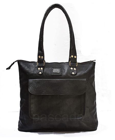 7-PASCADO Black Soft Handmade Women Leather Tote