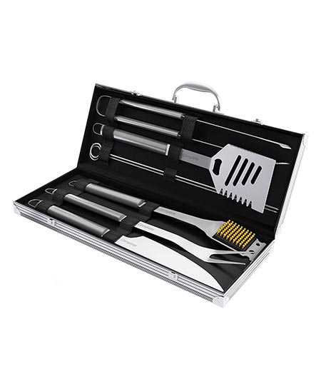 1. Home- Complete BBQ Grill Tool Set – Stainless Steel Barbeque Grilling Accessories Aluminum Storage Case, Includes Spatula, Tongs, Blasting Brush