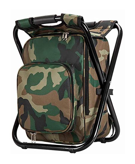 10. Upgraded Large Size 3 in 1 Multifunction Fishing Backpack Chair, Portable Hiking Camouflage Camping Stool