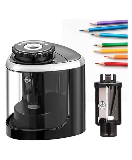 4. Pencil Sharpener- Electric Pencil Sharpener Blade to Fast Sharpen, Battery-Powered & Easy to Use for Classroom (6-9mm) in School